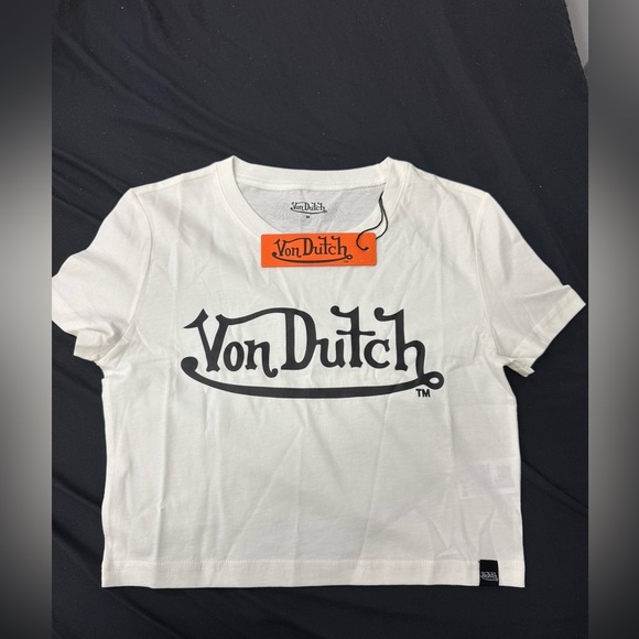 Von Dutch Tops - Von Dutch White cropped T-Shirt